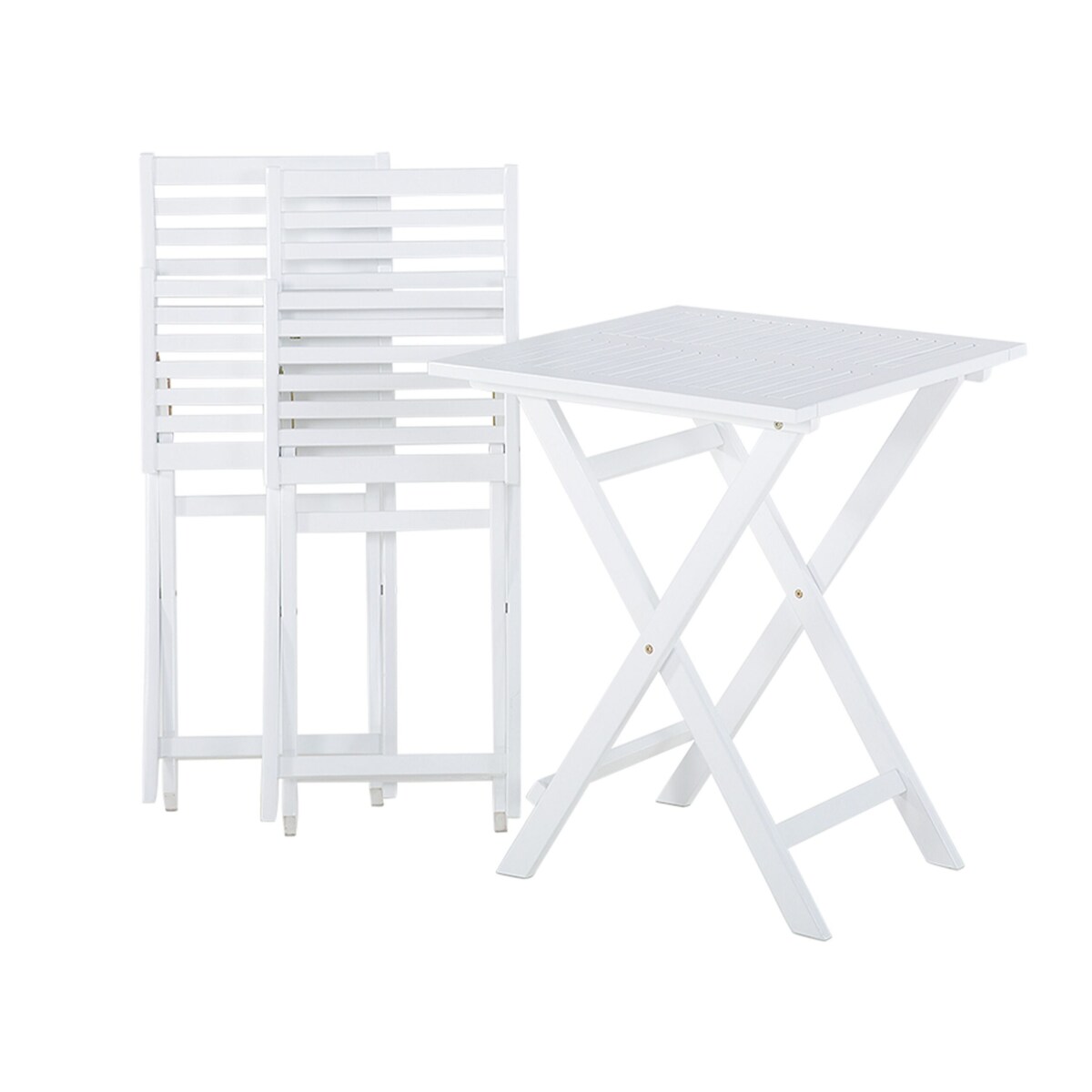 Zestaw mebli balkonowych drewniany biały z poduszkami żółtymi FIJI