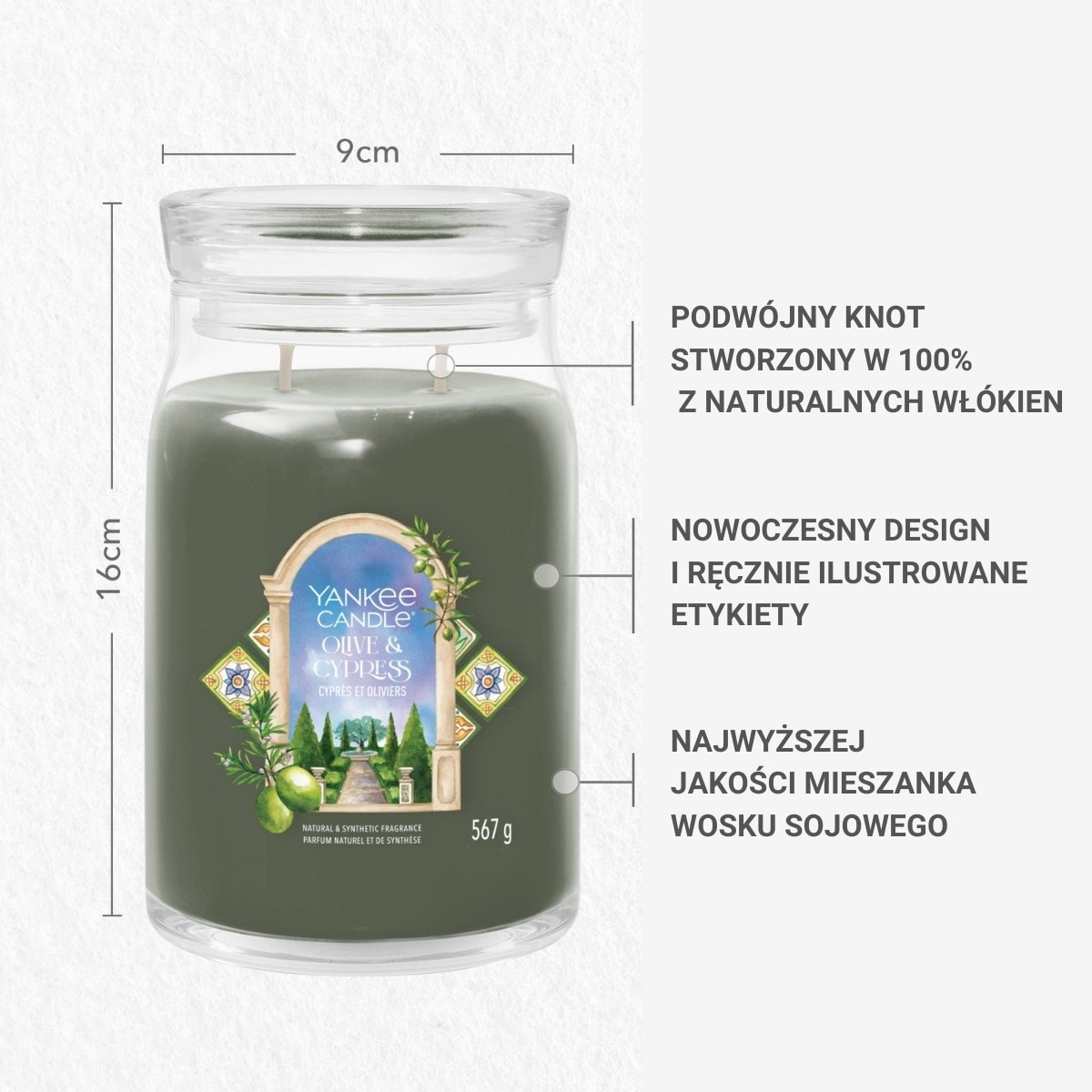 YC SIGNATURE – Świeca duża OLIVE & CYPRESS