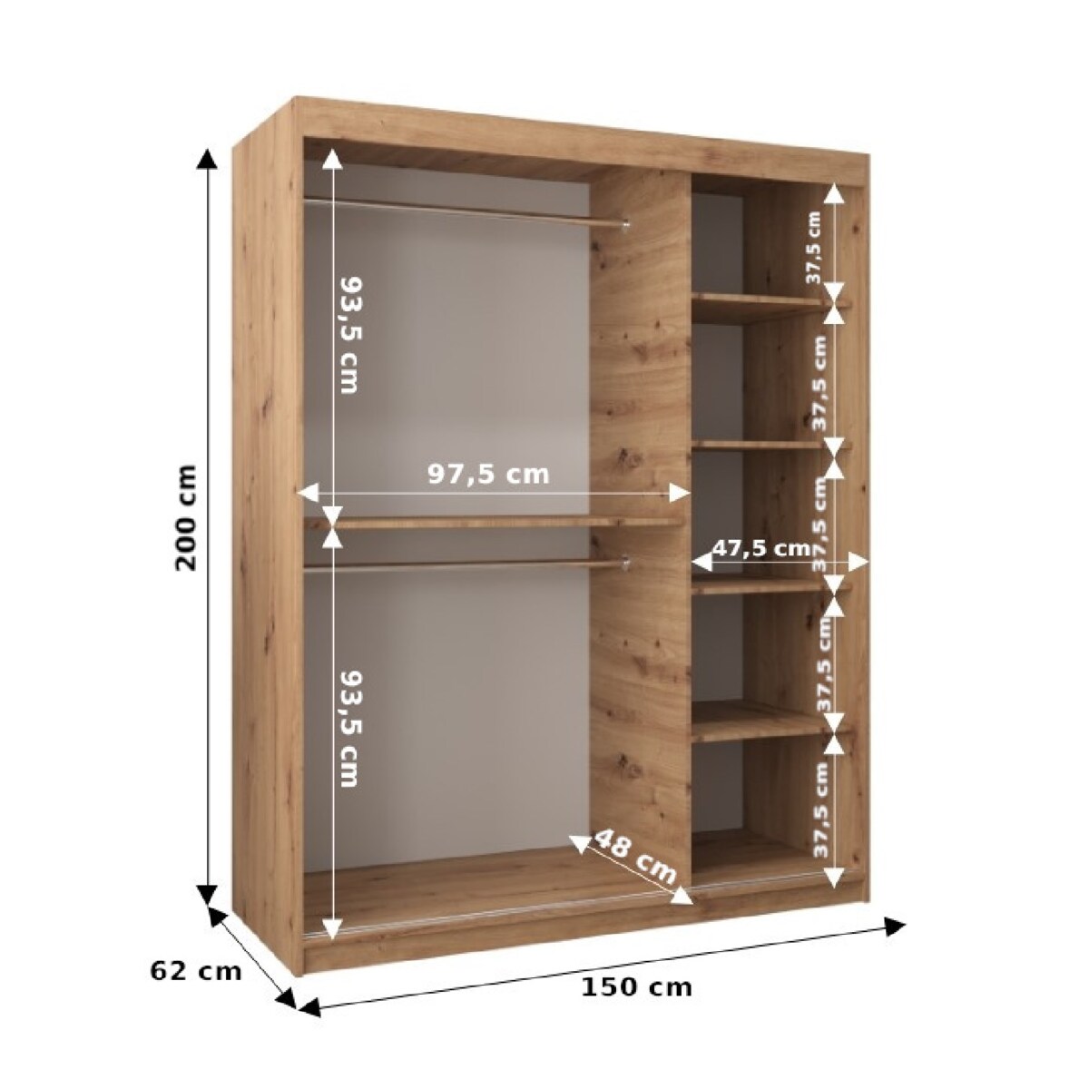 Szafa przesuwna MOKA 150 sonoma
