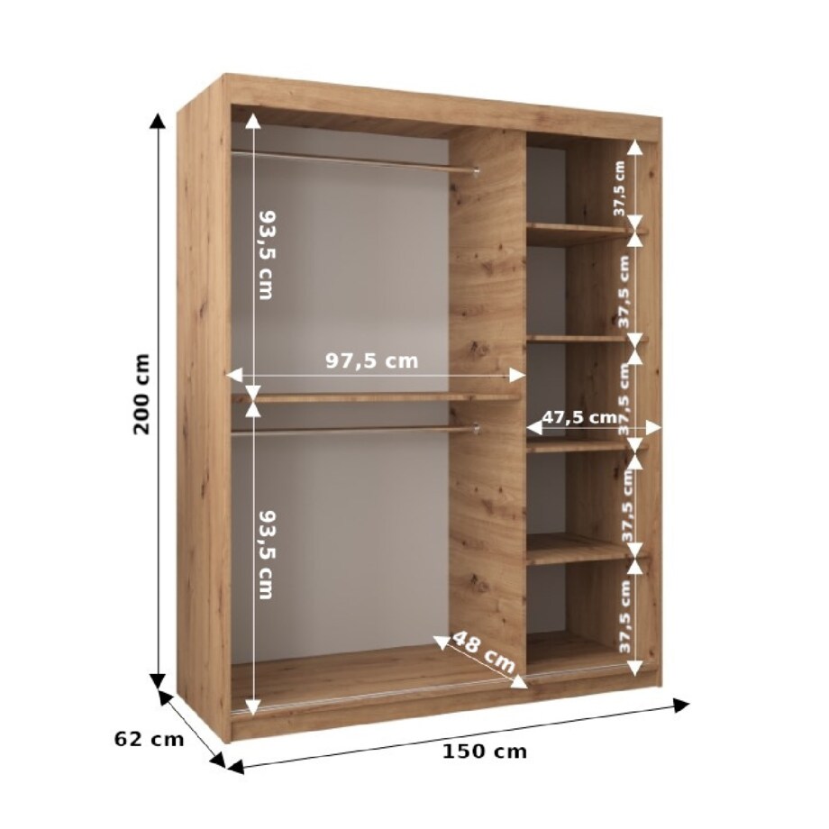 Szafa przesuwna MOKA 150 sonoma