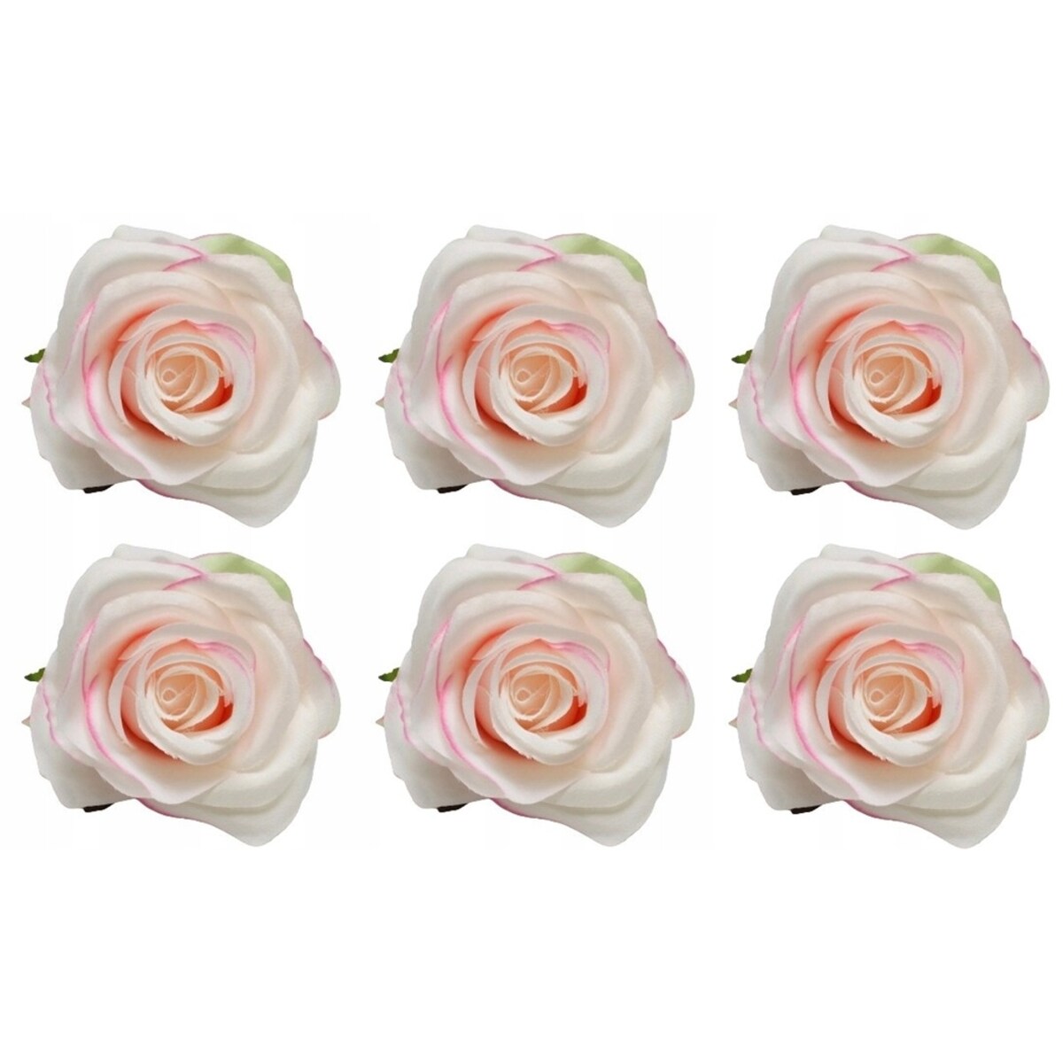 SZTUCZNE KWIATY DO BUKIETU wiązanki stroika RÓŻA biało różowa 6 szt ładna