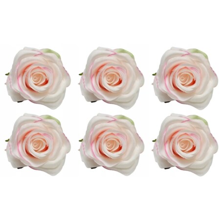 SZTUCZNE KWIATY DO BUKIETU wiązanki stroika RÓŻA biało różowa 6 szt ładna