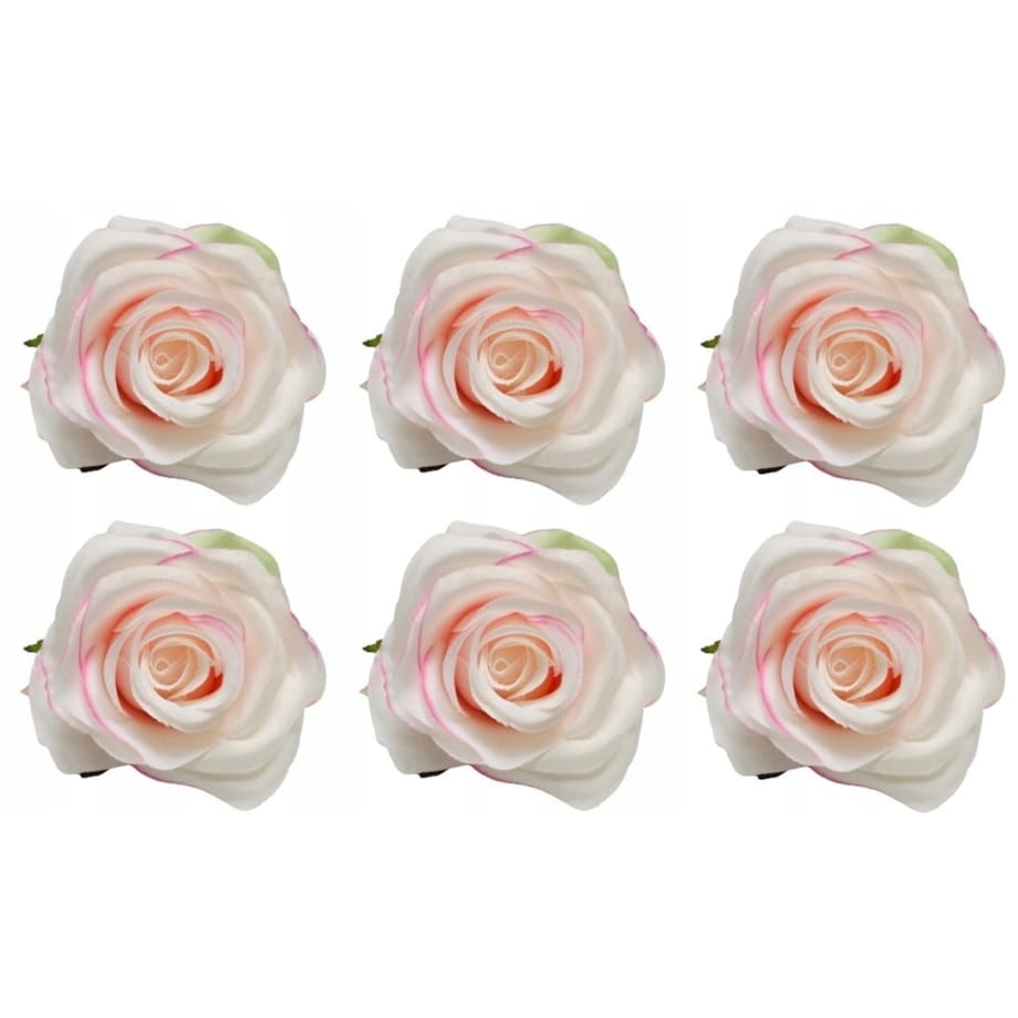 SZTUCZNE KWIATY DO BUKIETU wiązanki stroika RÓŻA biało różowa 6 szt ładna