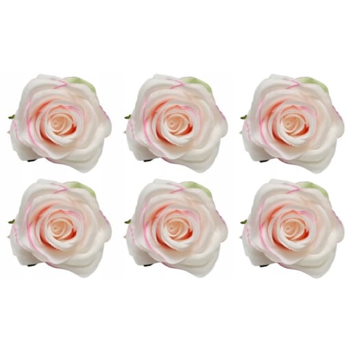 SZTUCZNE KWIATY DO BUKIETU wiązanki stroika RÓŻA biało różowa 6 szt ładna