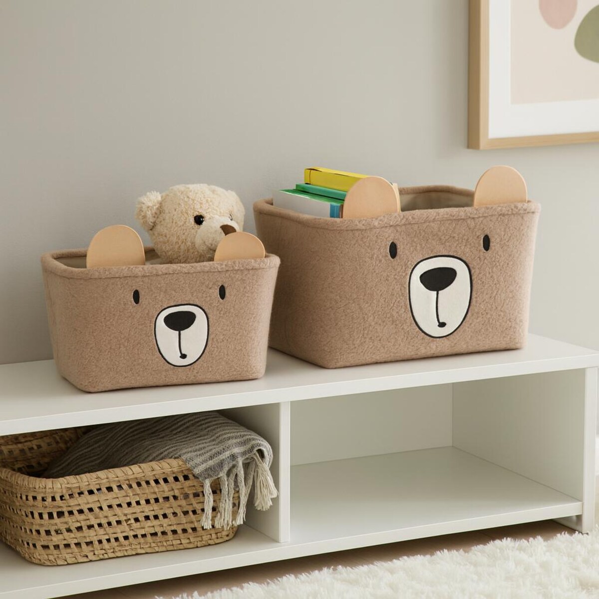 Pluszowe koszyki na zabawki NIMI, 2 pojemniczki