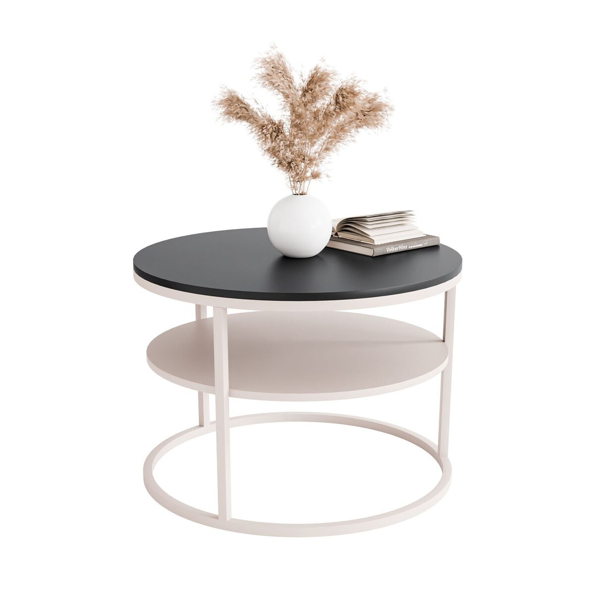 Stolik Kawowy CIRI MAT KASZMIR z półką, blat czarny mat