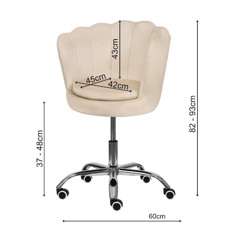 Fotel biurowy krzesło obrotowe muszelka regulowane welurowe