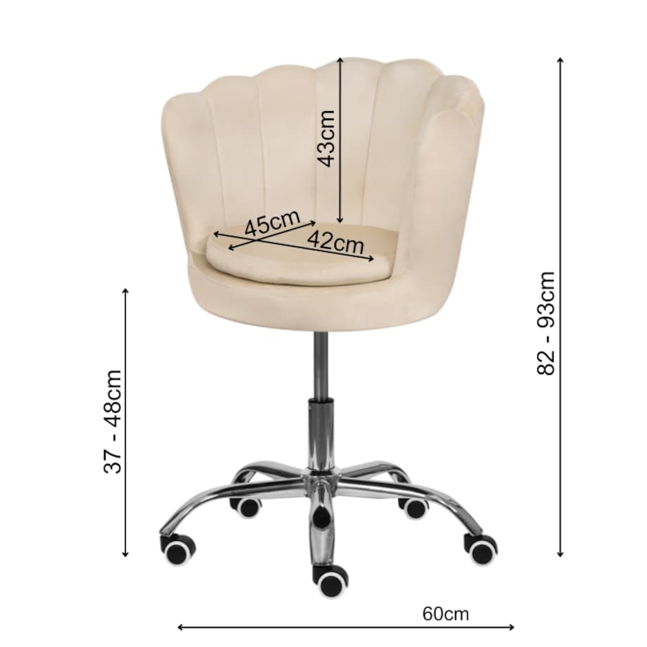 Fotel biurowy krzesło obrotowe muszelka regulowane welurowe