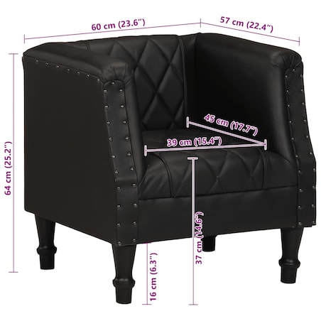 vidaXL Fotel klubowy, czarny, prawdziwa kozia skóra