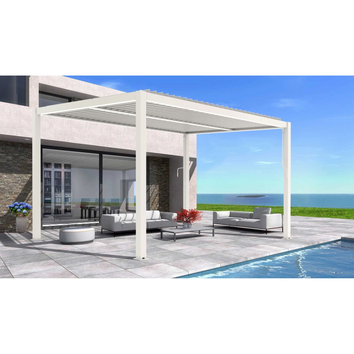 Pergola ogrodowa Luxe 3x4m aluminiowa LED biała