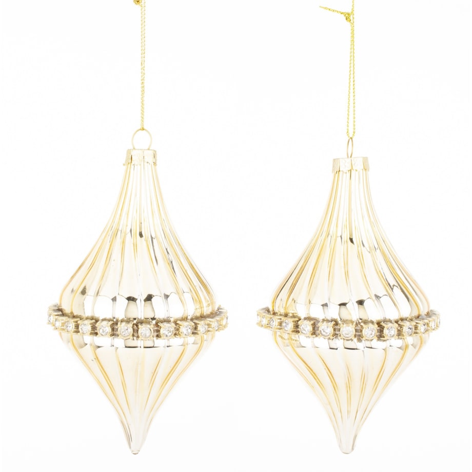 Bombka szklana 2 szt. złote 13 cm Ø 8 cm KONO