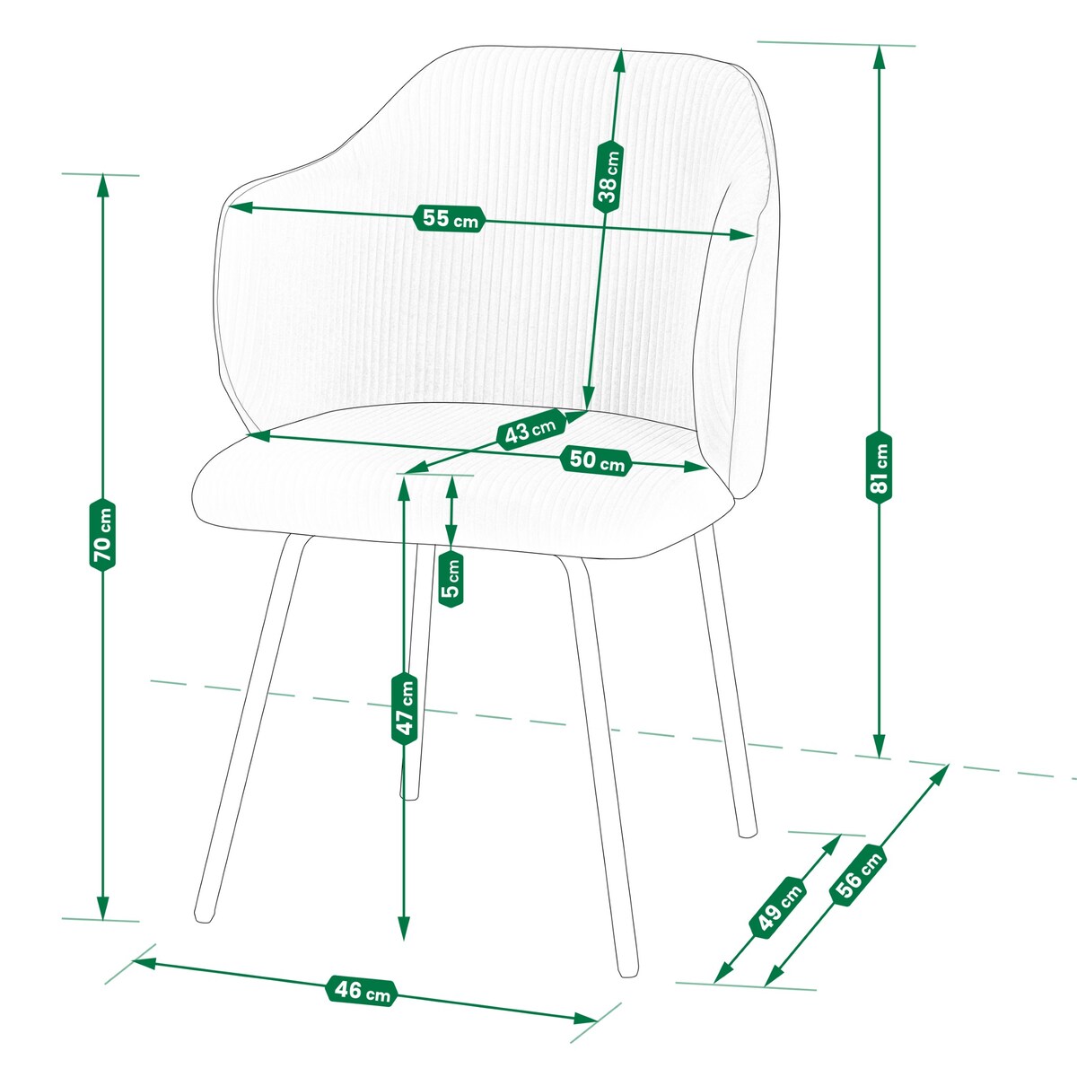 Krzesło tapicerowane AMELIA sztruks welurowe szare