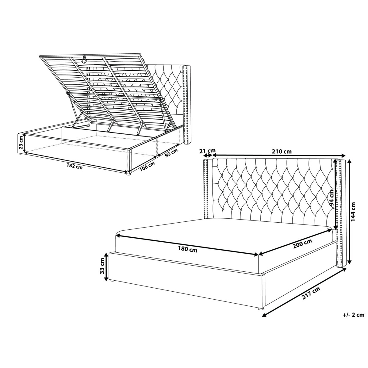 Łóżko z pojemnikiem welurowe 180 x 200 cm beżowe LUBBON