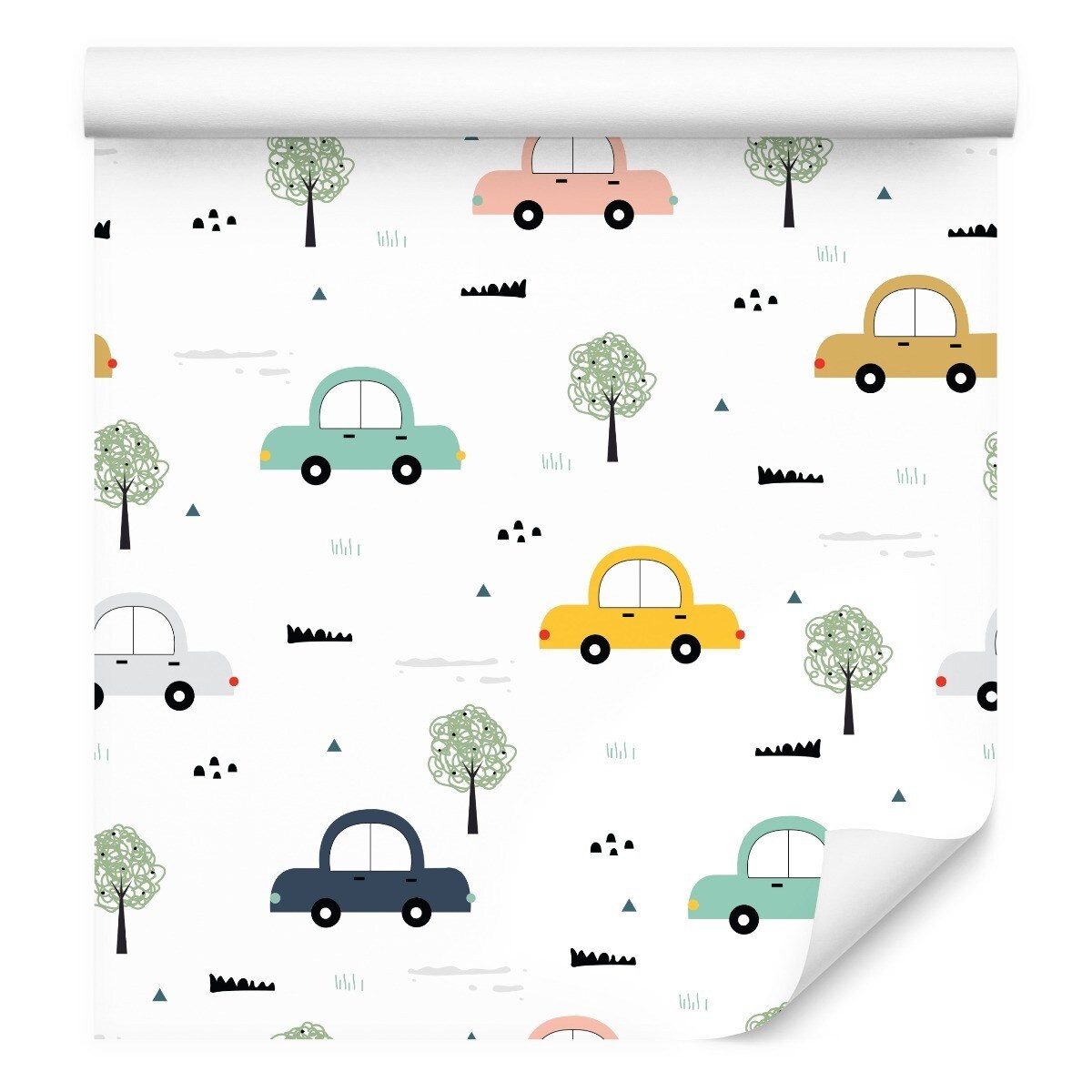 Tapeta W Rolce Dla Dzieci Auta W Stylu Skandynawskim