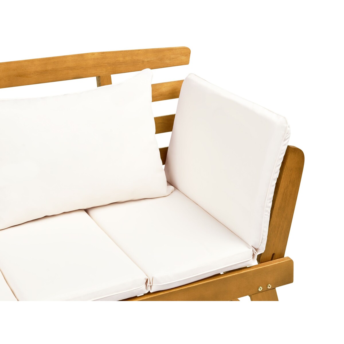 Ławka ogrodowa z poduchą PORTICI 210 cm Drewno Jasne drewno