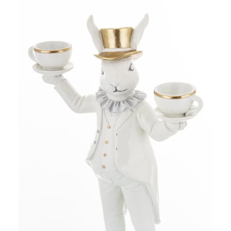 Dekoracja - królik z filiżankami 30,5x19x7 cm CAMERIERE