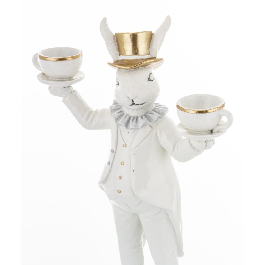 Dekoracja - królik z filiżankami 30,5x19x7 cm CAMERIERE