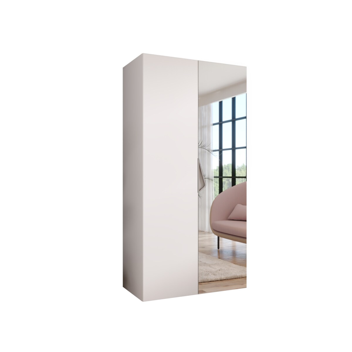 Szafa uchylna z lustrem Sandi 2 100 wys 202 cm Biały + u Kaszmir