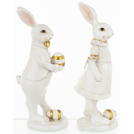 Dekoracja - króliczątko z pisanką i na pisance 13,5x9x9 cm BIELACZEK