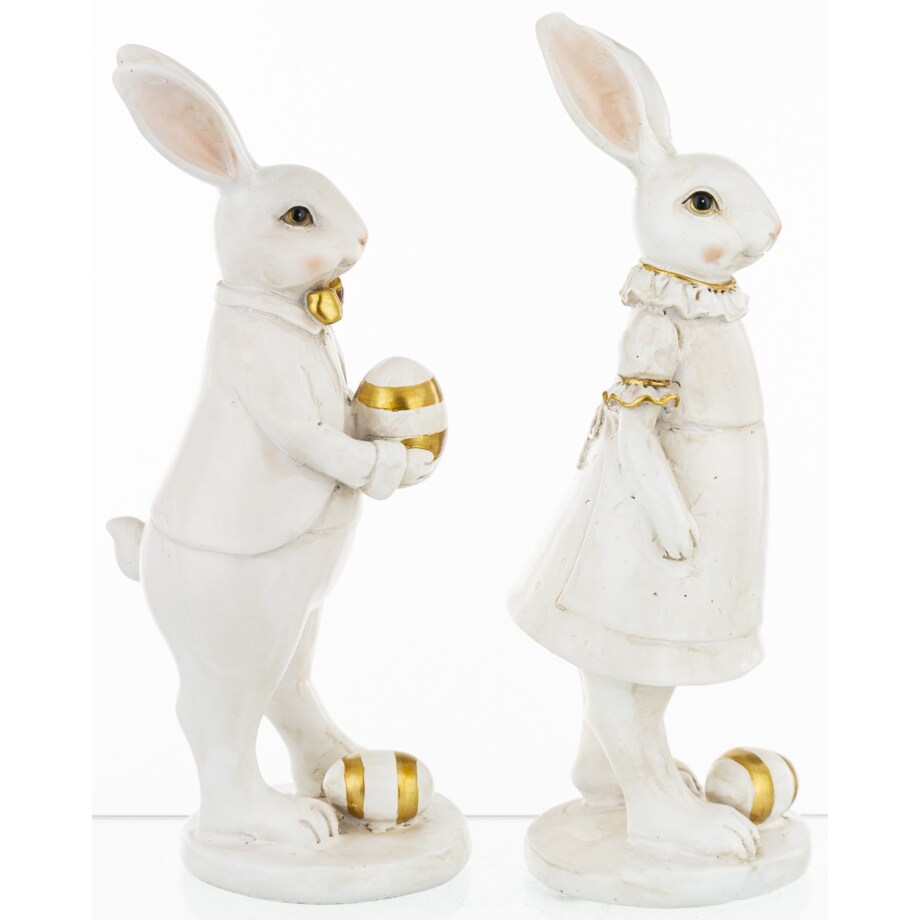 Dekoracja - króliczątko z pisanką i na pisance 13,5x9x9 cm BIELACZEK