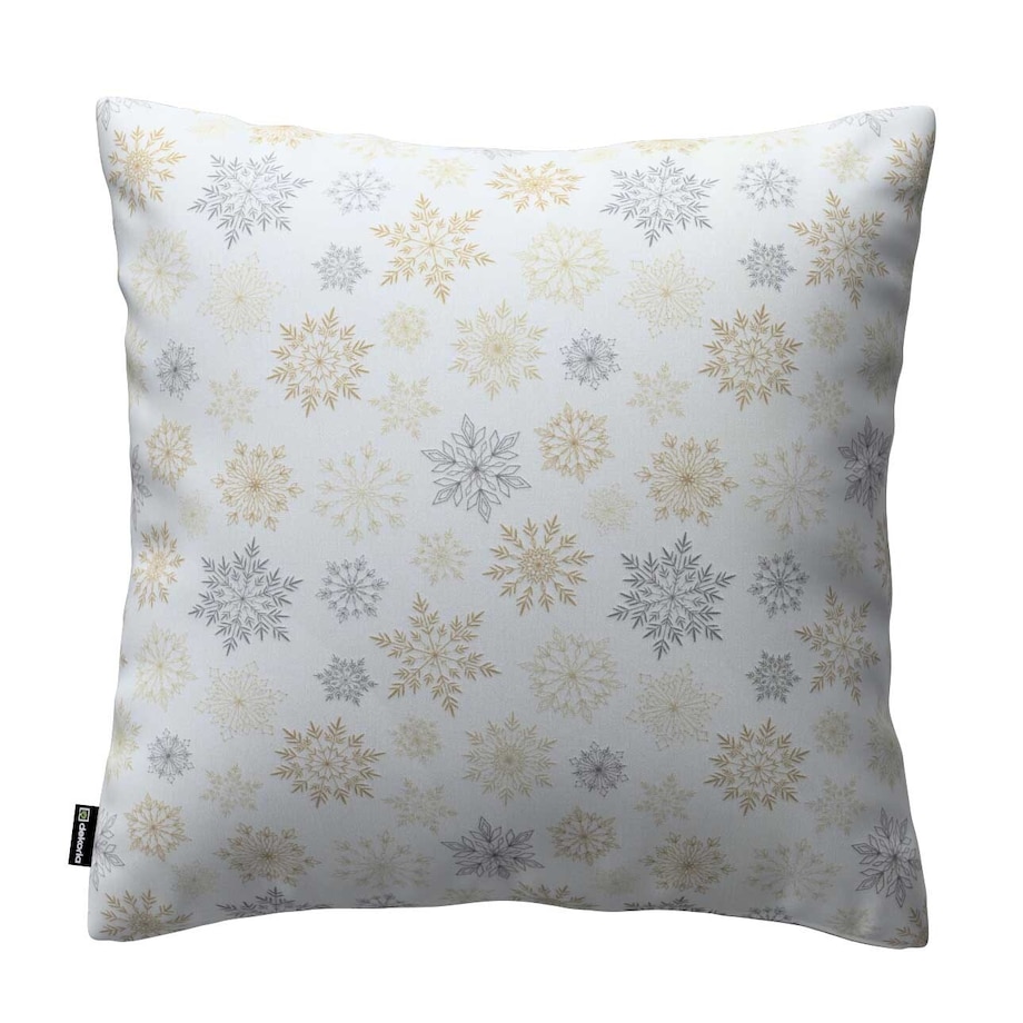 Poszewka Kinga na poduszkę 50x50 złote, srebrne gwiazdy na białym tle