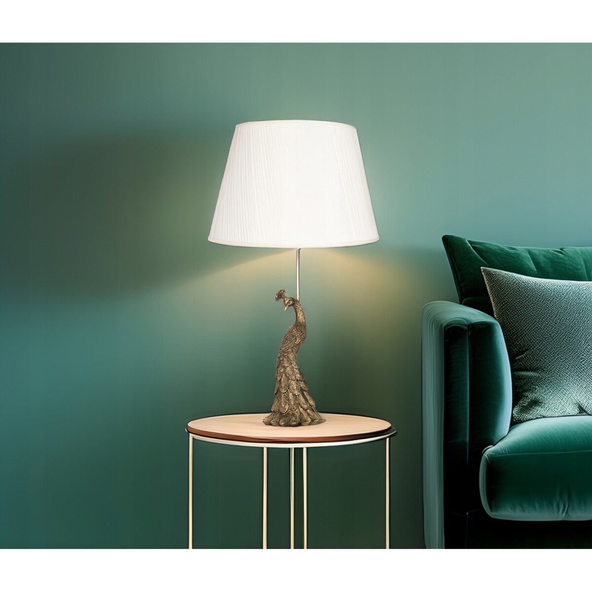 LAMPA STOŁOWA ZŁOTA PAW PTAK BIURKOWA NOCNA E27 glamour do salonu sypialni