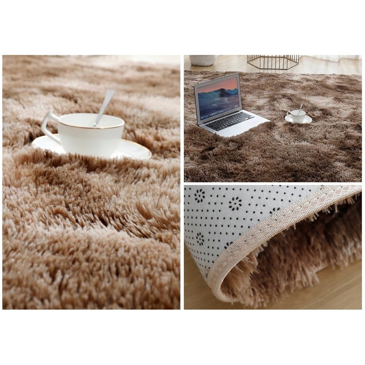 Dywan shaggy brązowy włochacz rabbit 120x170 cm miękki pluszowy