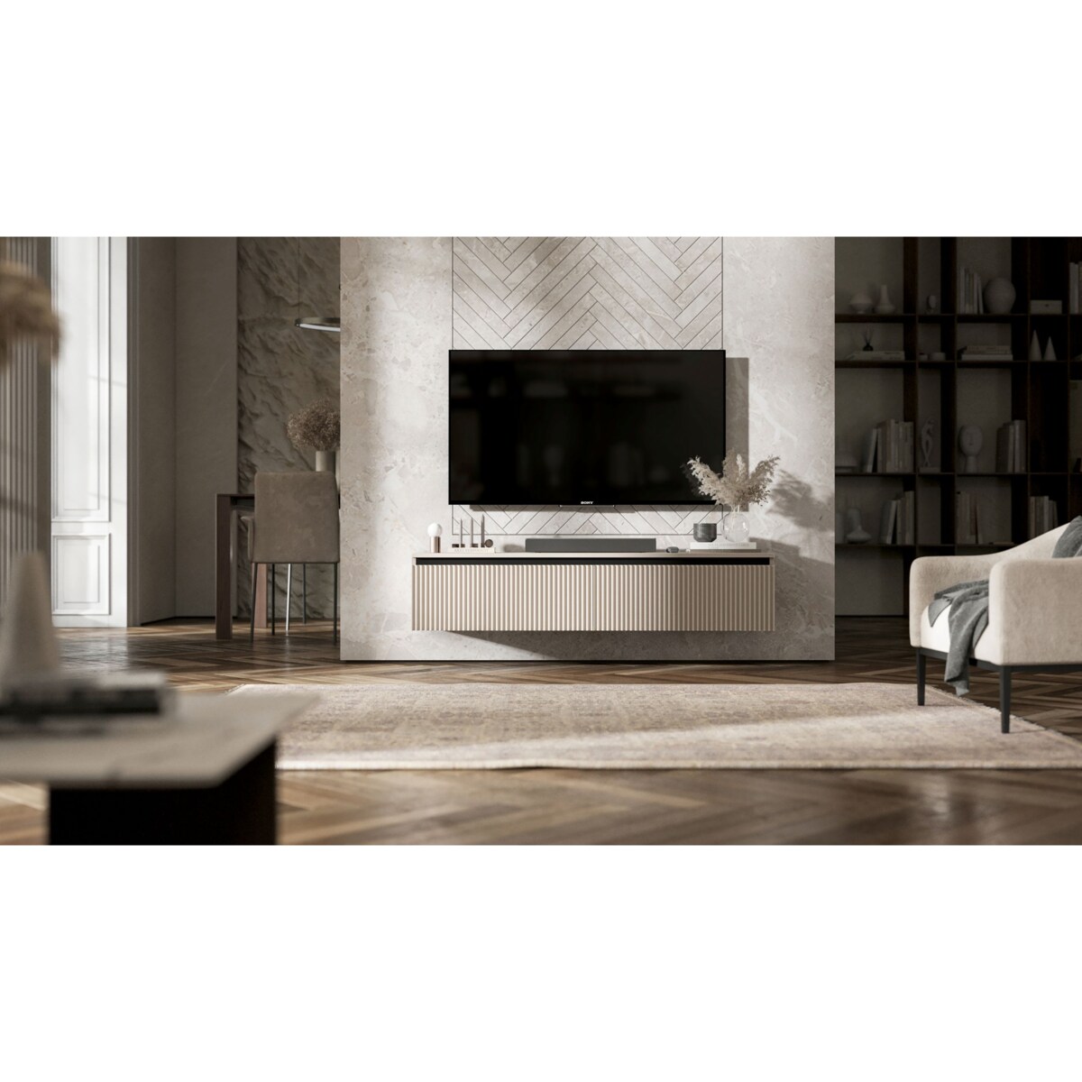 Nowoczesna Wisząca Szafka RTV Glamour Komoda RTV Kaszmir Mat 140 cm