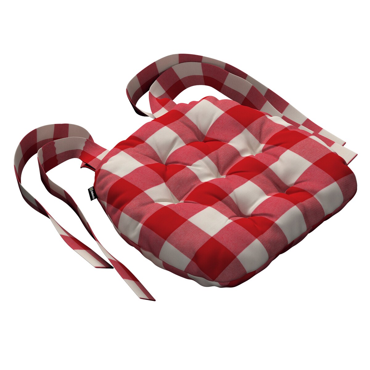 Poduszka na krzesło Marcin, czerwono-biała krata (5,5x5,5cm), 40 x 37 x 8 cm, Christmas