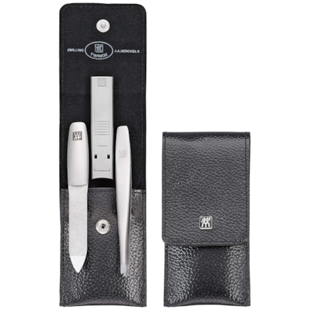 Zestaw do manicure Zwilling Twinox – skórzane etui, 3 elementy - Czarny