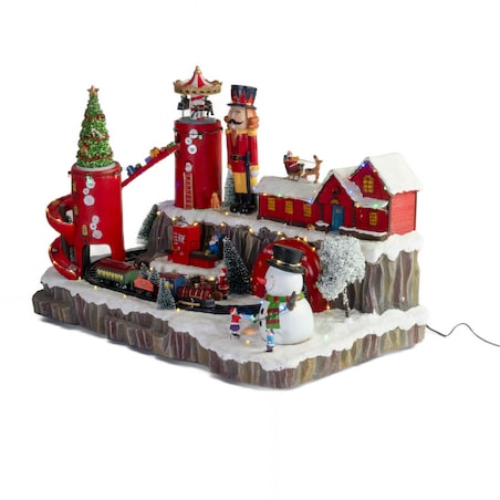 Miasteczko bożonarodzeniowe, scenka świąteczna z fabryką prezentów