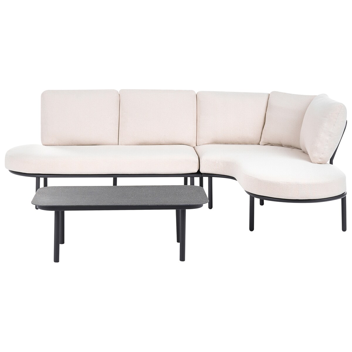 Sofa ogrodowa ze stolikiem dla 4 osób POLLINA Metal Czarny