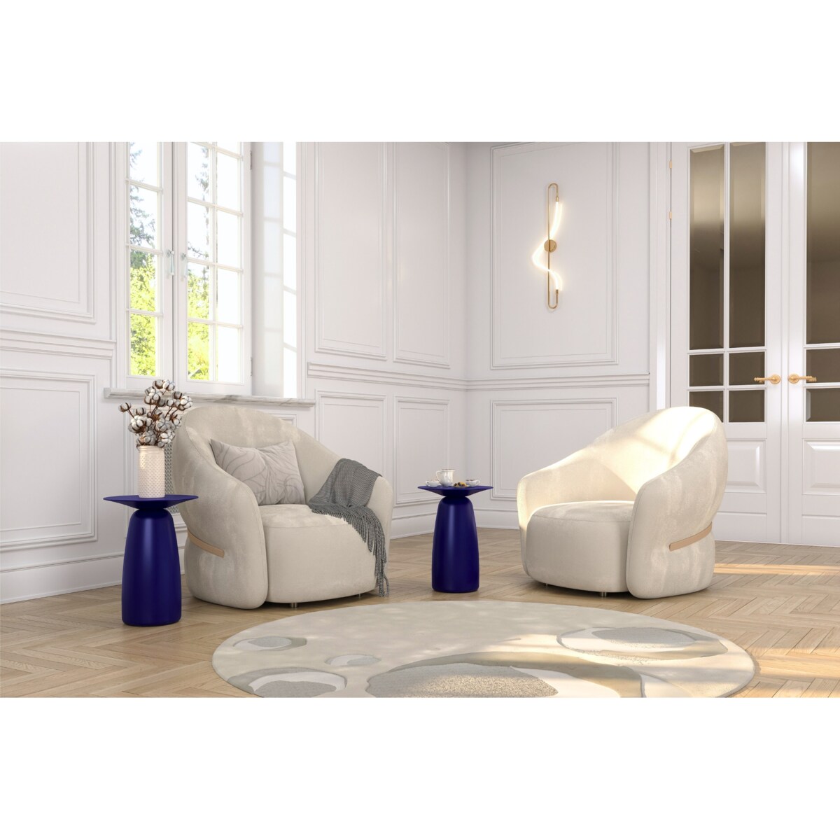 Stolik drewniany różne kolory Baobab 44, kolor granat szlachetny