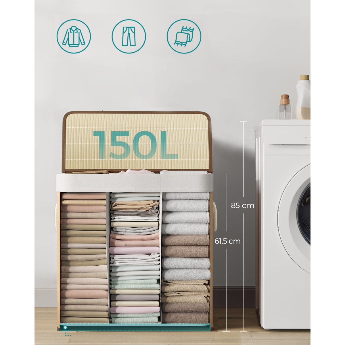 Kosz Na Pranie 60X40X61,5 Cm Naturalny