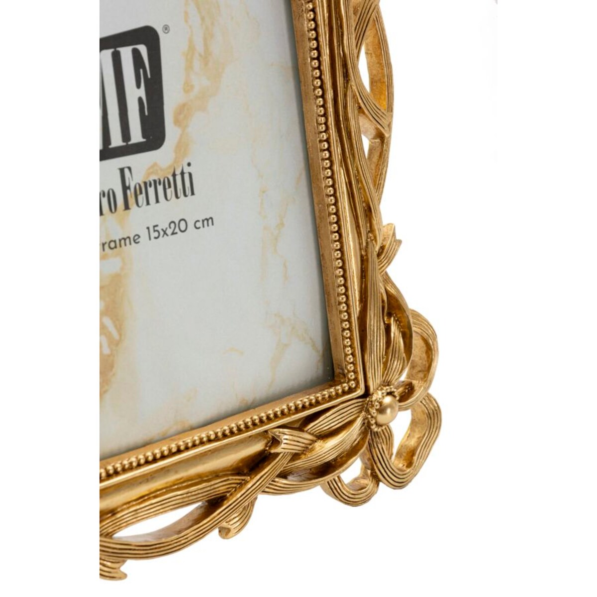 Ramka na zdjęcia Knot, zdjęcie 15 x 20 cm, kolor złoty, żywica syntetyczna i szkło, rama 23,4 x 2,3 x 28,5 cm, styl glamour, Mauro Ferretti