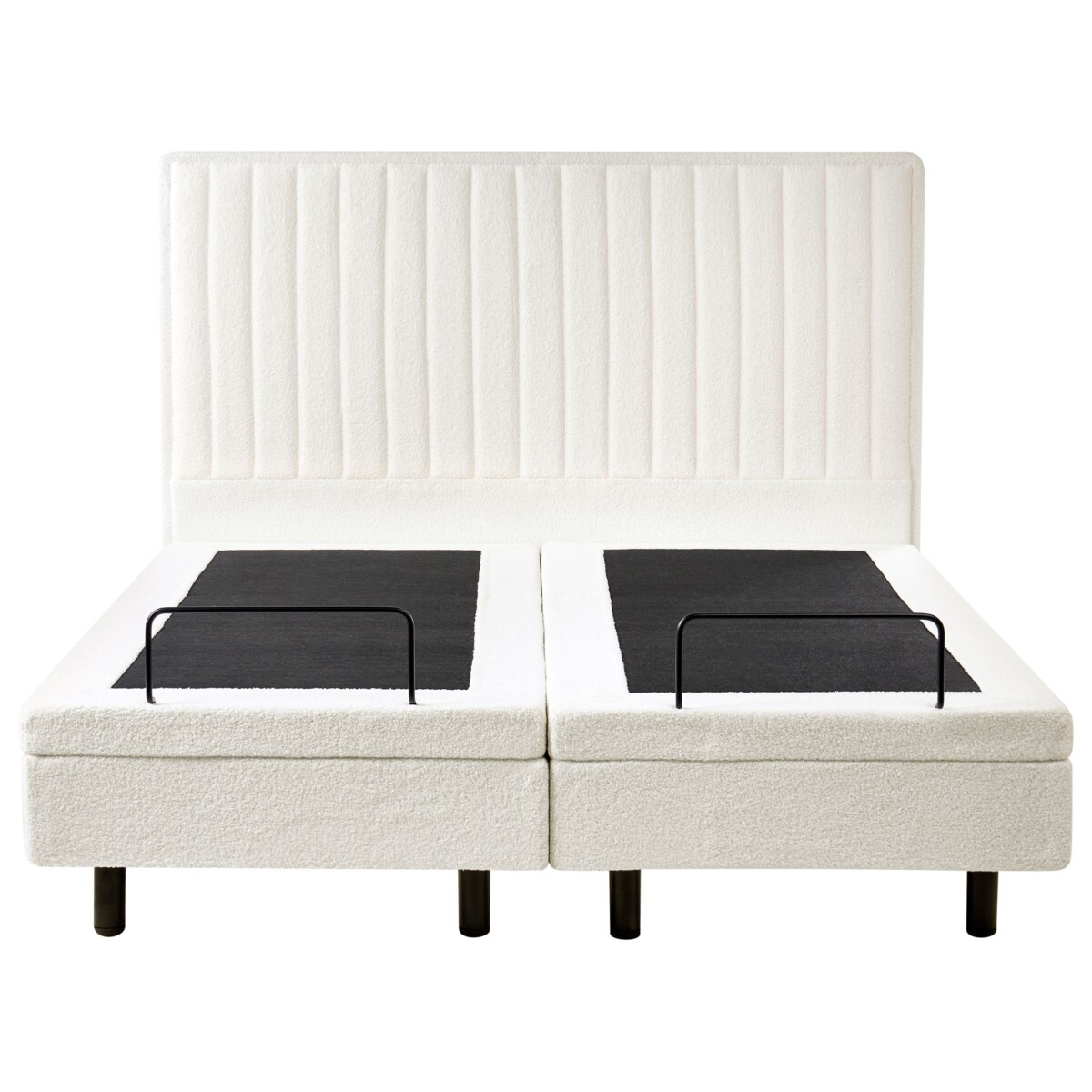 Łóżko regulowane Boucle DUKE II 160 x 200 cm Złamana biel