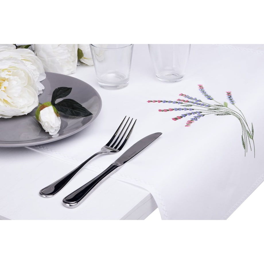 Konsimo LAVANDI Bieżnik plamoodporny, biały/zielony/czerwony/fioletowy