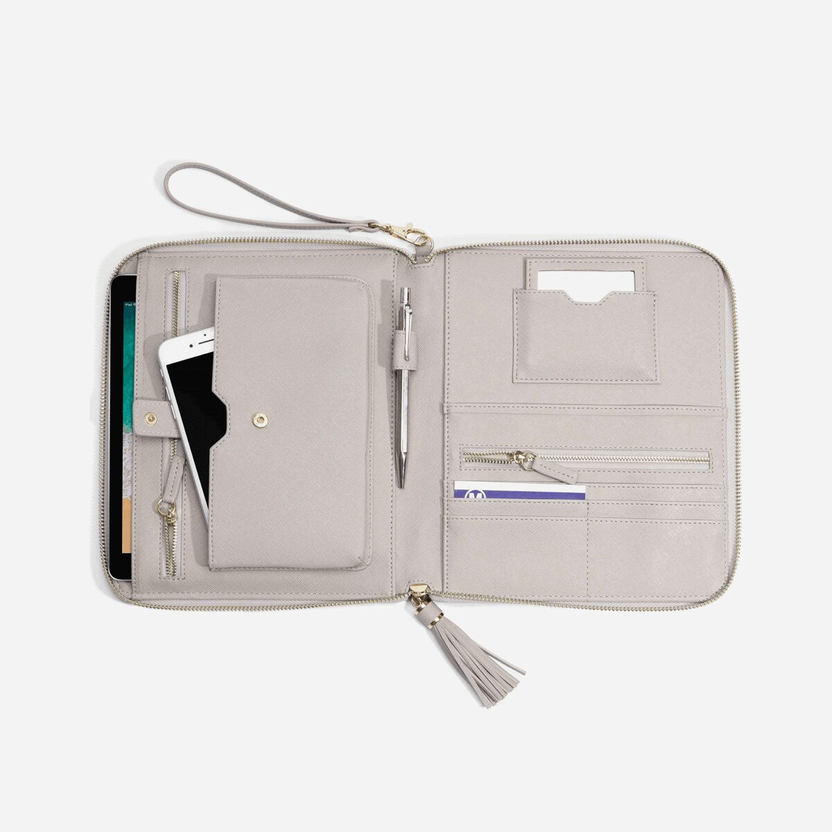 Kopertówka na dokumenty i telefon Stackers taupe