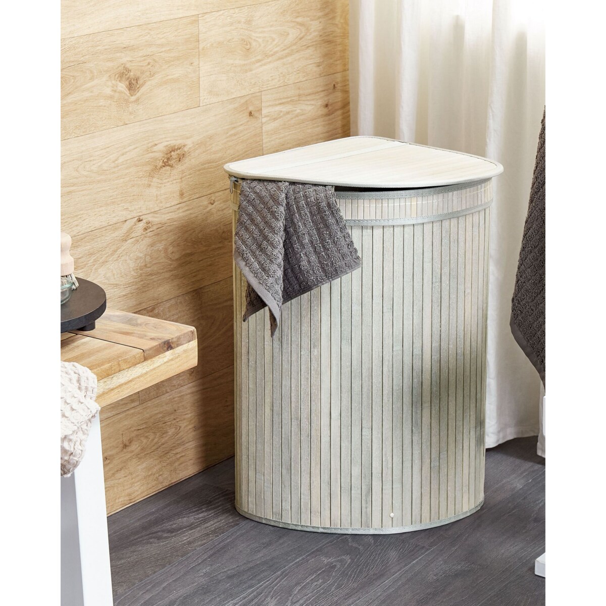 Kosz bambusowy z pokrywką szary BADULLA