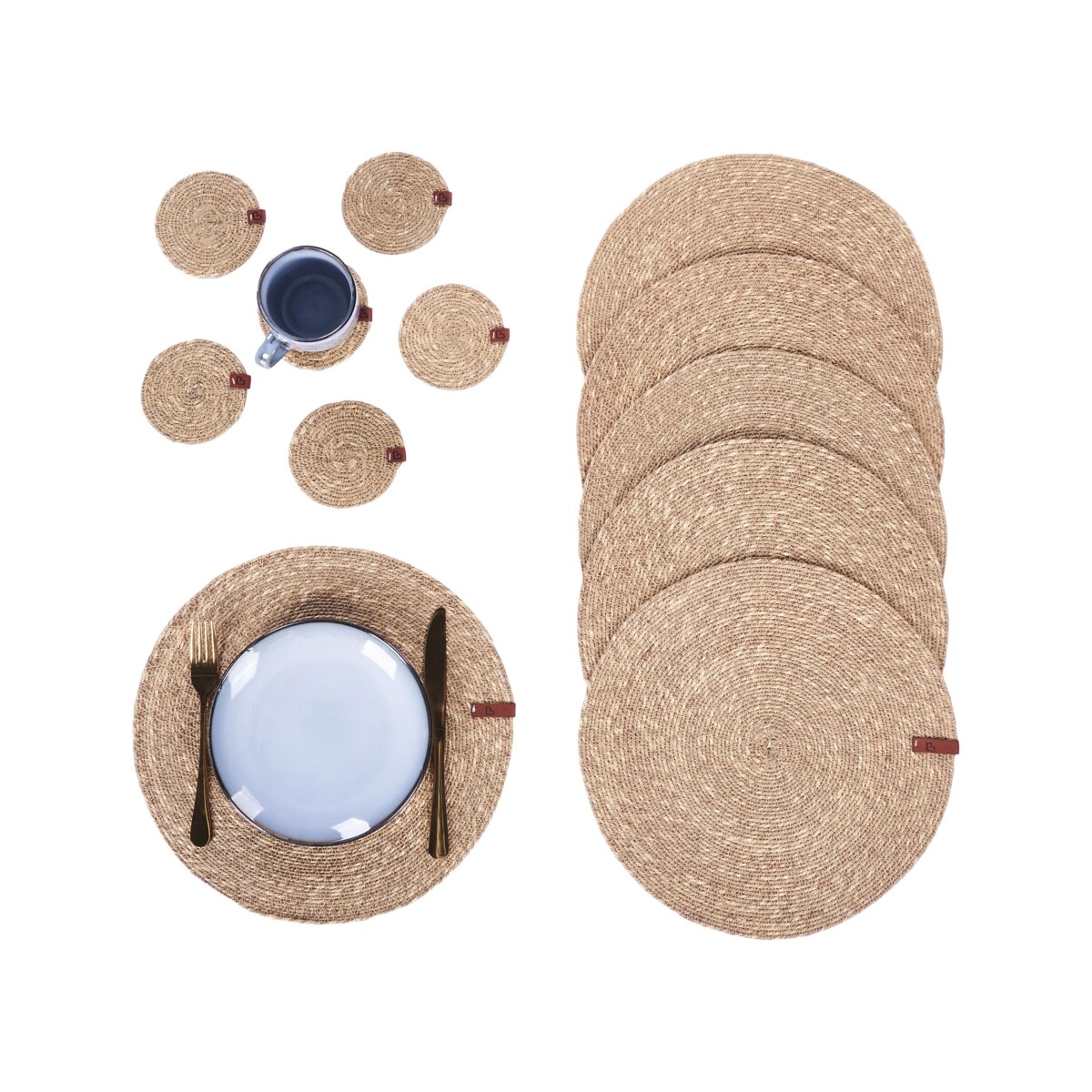 Zestaw 12 podkładek na stół KUNZEA Naturalny Trawa morska