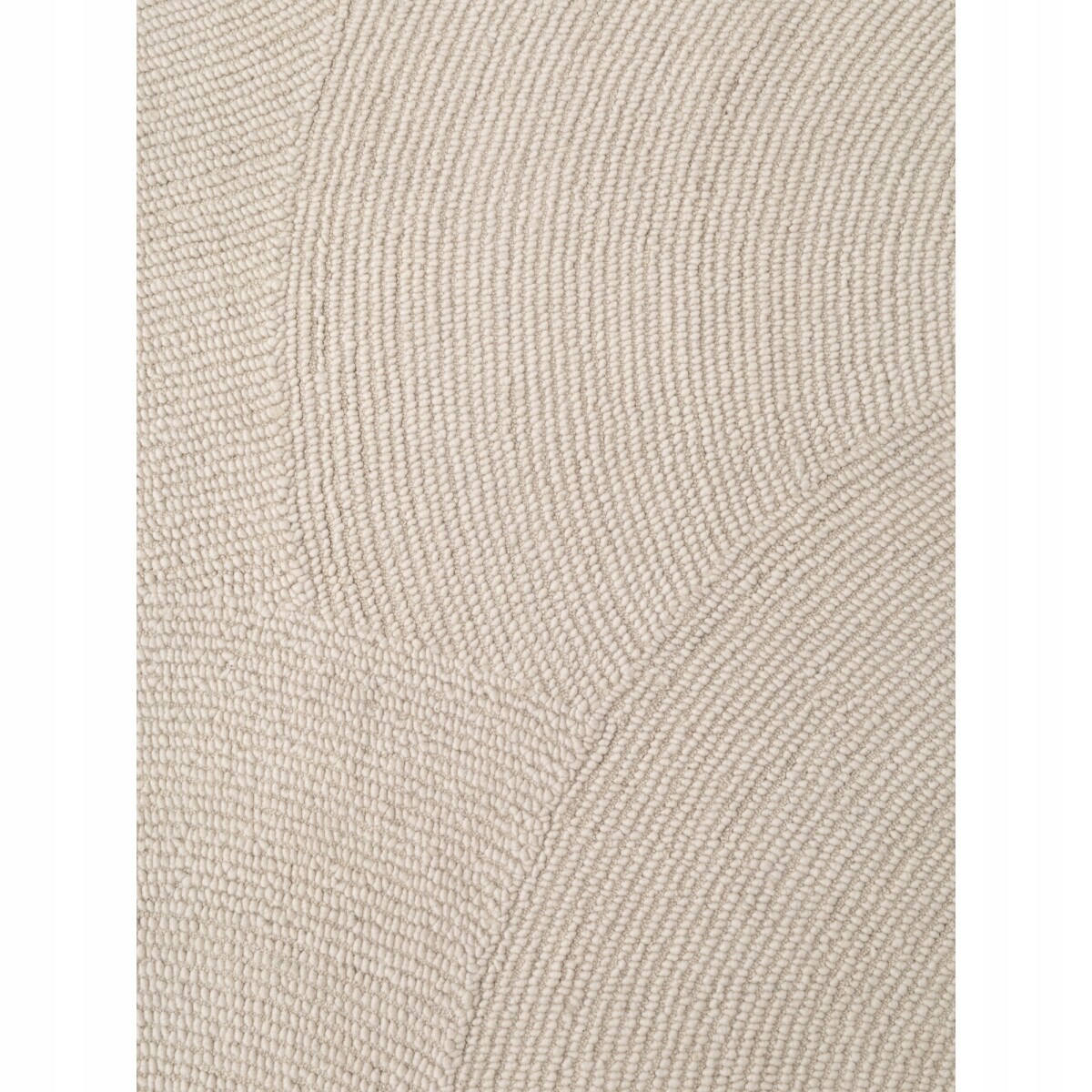 Dywan wełniany do salonu 120x180cm, kremowy wzór w półkola, efekt 3d