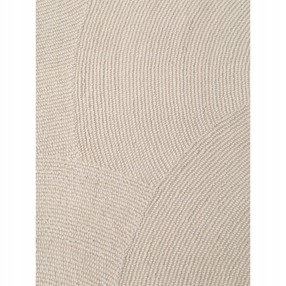 Dywan wełniany do salonu 120x180cm, kremowy wzór w półkola, efekt 3d