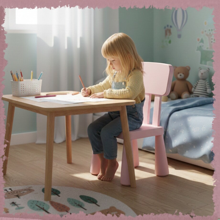 Krzesełko dla dzieci plastikowe z oparciem wygodne do pokoju różowe