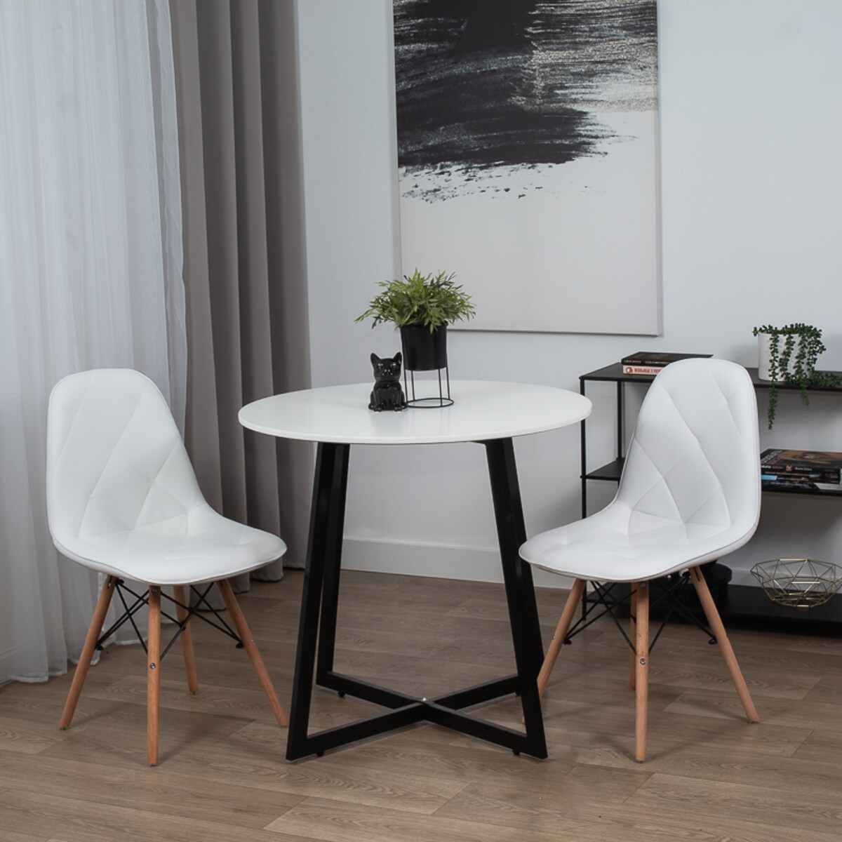 Krzesło tapicerowane z ekoskóry do salonu jadalni białe