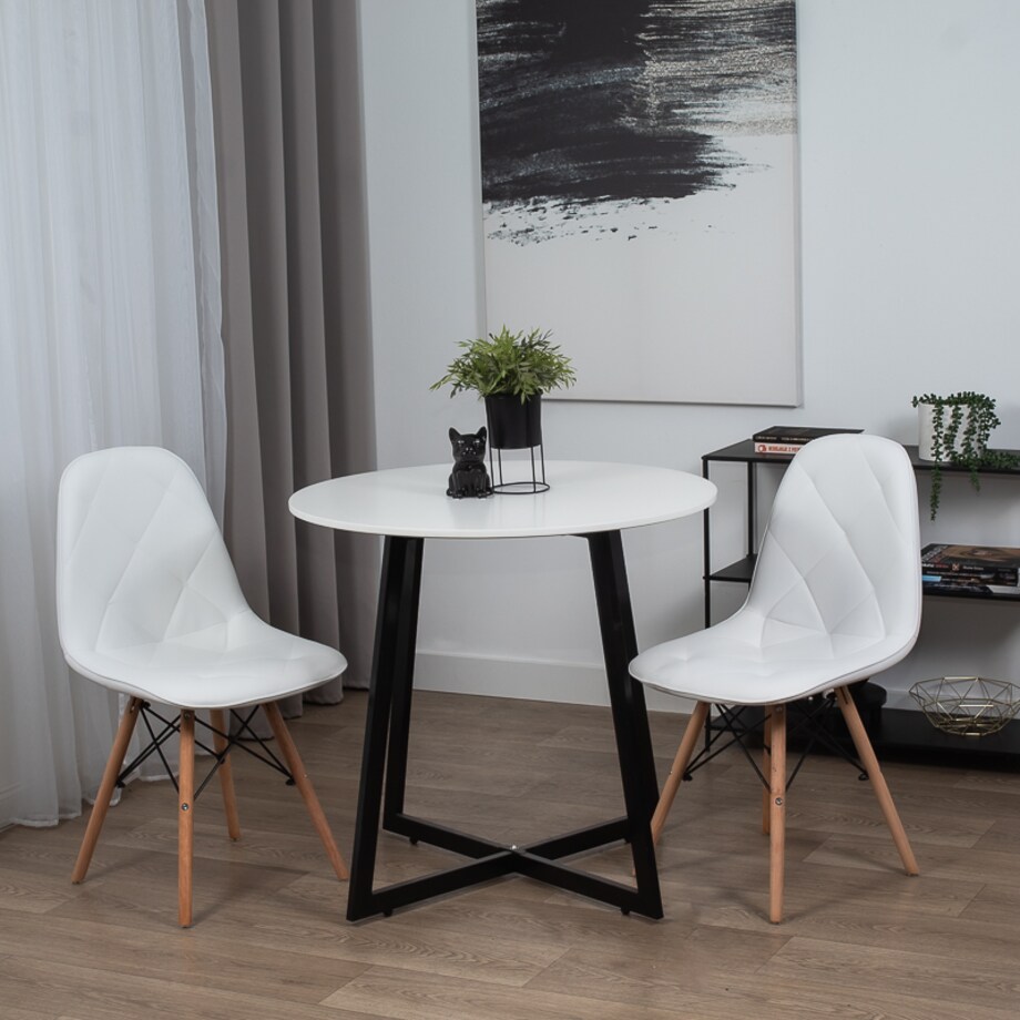 Krzesło tapicerowane z ekoskóry do salonu jadalni białe