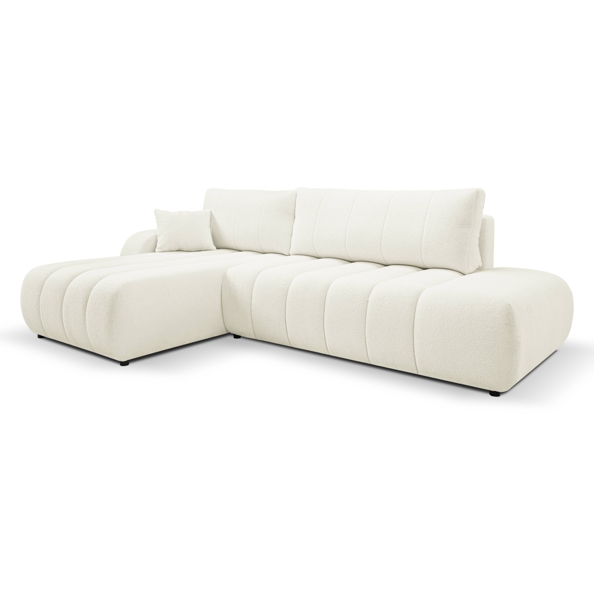 Narożnik z funkcją spania ALOO, lewostronny, tkanina boucle-śmietankowa