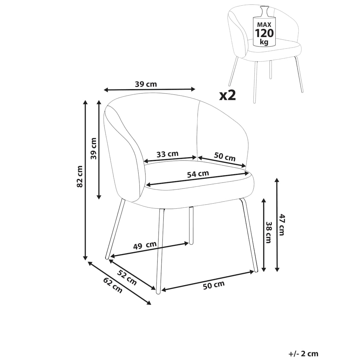Zestaw 2 krzeseł do jadalni LUDDEN Boucle Jasnobeżowy