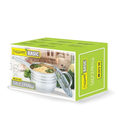 Rondel stalowy z pokrywką na indukcję gaz 16cm 2.1L MAESTRO