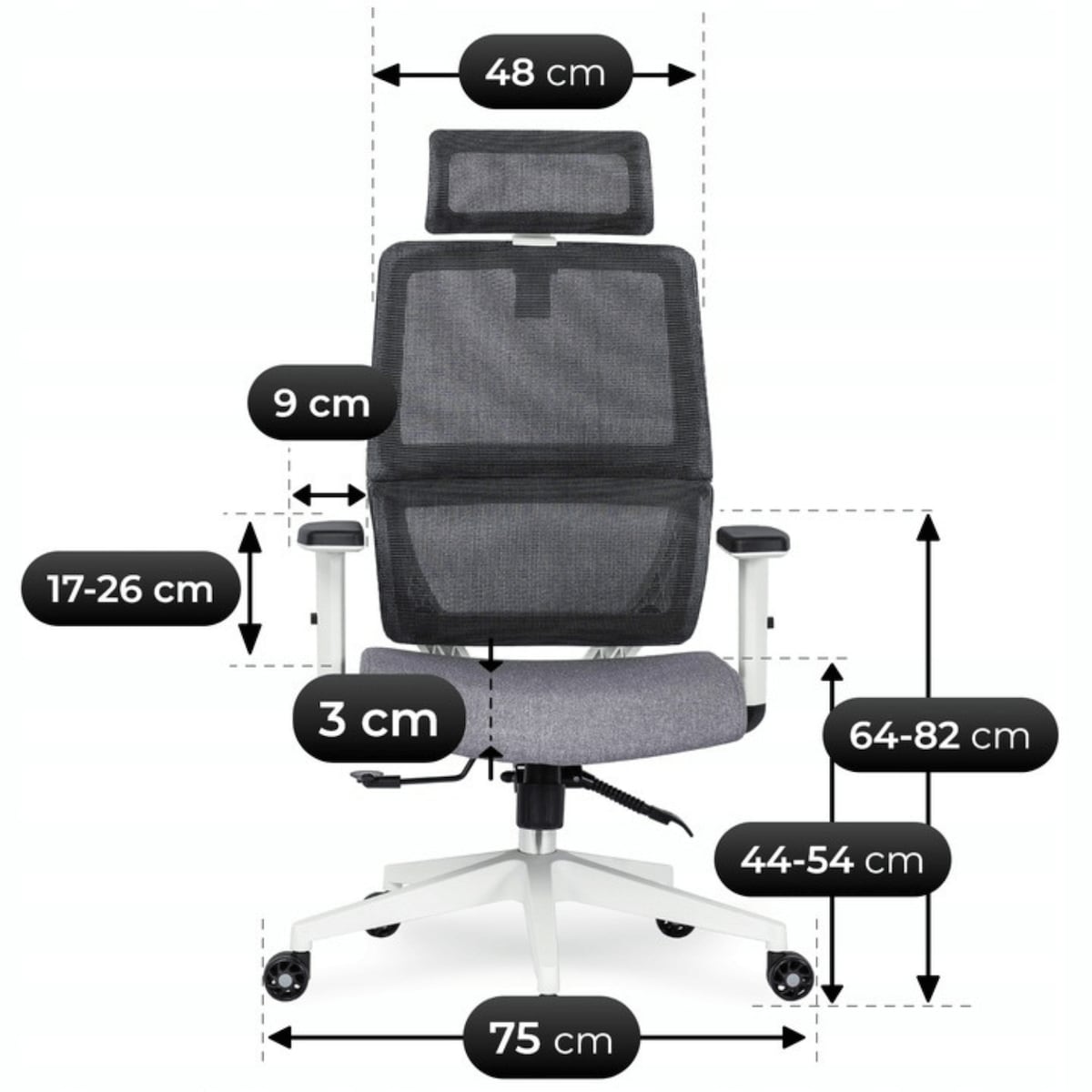 Fotel gamingowy obrotowy ergonomiczny regulowany do biurka czarny NICKI