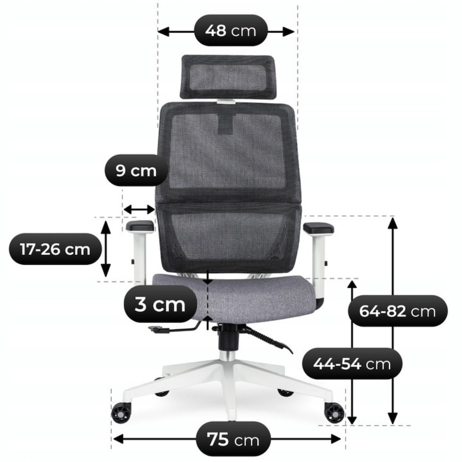 Fotel gamingowy obrotowy ergonomiczny regulowany do biurka czarny NICKI
